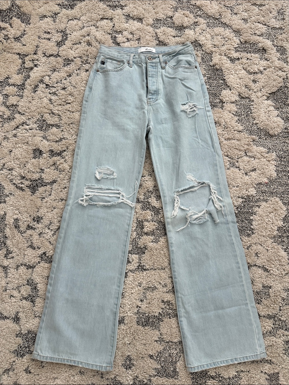 Kancan Distressed Wide-Leg Women's Jeans - Light Wash
